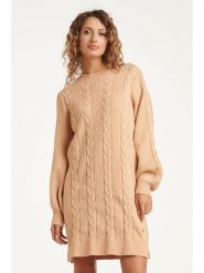 Smashed Lemon Sukienka dzianinowa w kolorze beżowym rozmiar: XL. Brązowe sukienki damskie Smashed Lemon, bez wzorów, z dzianiny, bez ramiączek. Za 143.99 zł.