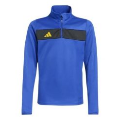 Adidas Tiro 25 Essentials junior - Bluza z zamkiem dla juniorów. Niebieskie bluzy damskie Adidas, bez wzorów, z materiału, bez kaptura. Za 154.70 zł.