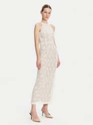 Guess Sukienka koktajlowa W5GK66 KCT80 Beżowy Slim Fit. Brązowe sukienki damskie Guess, z aplikacjami, z bawełny, wizytowe, bez ramiączek. Za 469.99 zł.