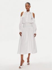 Pinko Sukienka koszulowa Hazzard 103630 A1X8 Biały Regular Fit. Białe sukienki damskie Pinko, bez wzorów, z bawełny, bez ramiączek. Za 589.99 zł.
