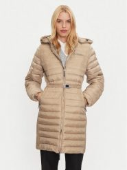 Calvin Klein Płaszcz zimowy K20K208011 Beżowy Slim Fit. Brązowe płaszcze damskie Calvin Klein, na zimę, m, bez wzorów, z syntetyku, bez kaptura. Za 839.99 zł.