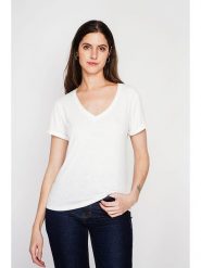 ASSUILI Koszulka w kolorze białym rozmiar: 38. Białe bluzki damskie Assuili, bez wzorów, bez kołnierzyka, bez ramiączek. Za 56.99 zł.