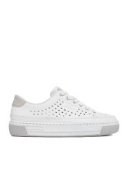 Rieker Sneakersy CEO-L8849-80 Biały. Białe obuwie sportowe damskie Rieker, ze skóry, bez zapięcia. Za 349.99 zł.