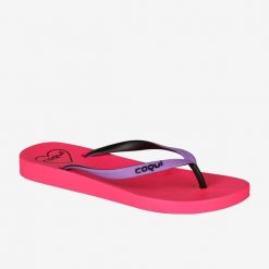 Damskie klapki Coqui. Czerwone klapki damskie Coqui, bez wzorów, z materiału, bez obcasa, bez zapięcia. Za 130.99 zł.