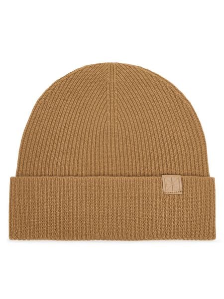 Calvin Klein Czapka Emblem LV04D8013G Beżowy. Brązowe czapki damskie Calvin Klein, na zimę, bez wzorów, z kaszmiru. Za 219.99 zł.