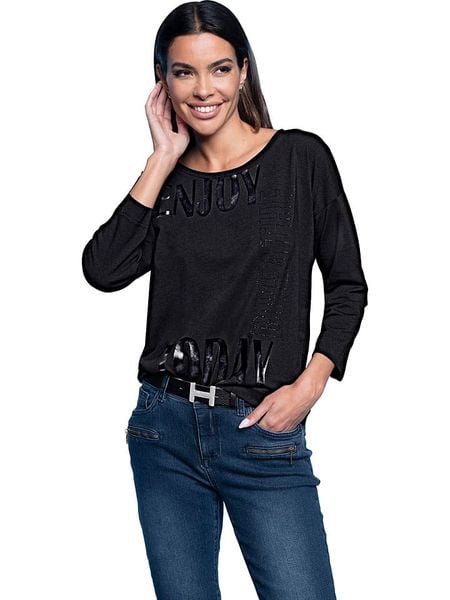 Heine Koszulka w kolorze granatowo-czarnym rozmiar: 36. Czarne koszulki damskie Heine, bez wzorów, bez kołnierzyka, bez ramiączek. Za 56.79 zł.