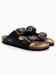 Sunbay Klapki "Jane" w kolorze czarnym rozmiar: 36. Czarne klapki damskie Sunbay, bez wzorów, z otwartym noskiem, bez obcasa, bez zapięcia. Za 144.92 zł.