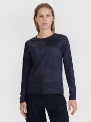 4F Longsleeve rowerowy szybkoschnący damski - czarny S. Czarne koszulki sportowe damskie 4F, l, bez wzorów, z dzianiny, bez ramiączek, rowerowe. W wyprzedaży za 99.99 zł.