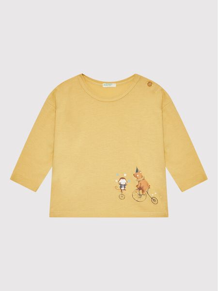 United Colors Of Benetton Bluzka 3ATNA1017 Żółty Regular Fit. Żółte t-shirty i koszulki chłopięce United Colors Of Benetton, bez wzorów, z bawełny, bez kołnierzyka, bez ramiączek. Za 49.99 zł.