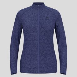 Bluza damska Odlo TENCIA Mid layer full zip. Niebieskie bluzy damskie ODLO, na zimę, m, bez wzorów, z elastanu, bez kaptura. Za 297.49 zł.