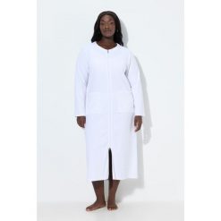 Damskie Szlafrok dwukierunkowy zamek błyskawiczny frotte miękki w dotyku. Białe szlafroki damskie Ulla Popken, bez wzorów, z bawełny, bez kaptura. Za 239.99 zł.