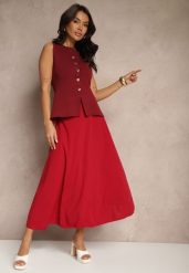 Bordowa Spódnica o Rozkloszowanym Kroju Melobi. Czerwone spódnice damskie Renee, na co dzień, bez wzorów, eleganckie, maxi. Za 59.99 zł.