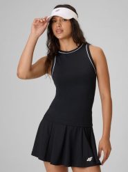 4F Top slim gładki damski - czarny M. Czarne koszulki sportowe damskie 4F, m, bez wzorów, z dzianiny, bez ramiączek. Za 59.99 zł.