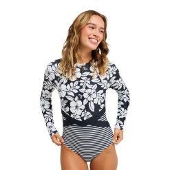 Długi rękaw Jednoczęściowy kostium kąpielowy dla Kobiety SUMMER SURF Multicolore. Białe stroje jednoczęściowe Roxy, bez wzorów, z elastanu. Za 389.99 zł.