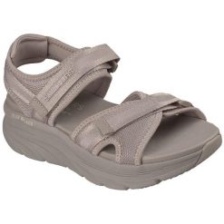 Sandały damskie Skechers D'lux Walker Sandal bold City. Brązowe sandały damskie Skechers, bez wzorów, z materiału, bez obcasa, bez zapięcia. Za 490.00 zł.