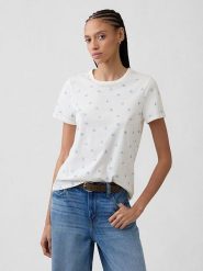 GAP Koszulka w kolorze biało-błękitnym rozmiar: XXL. Białe bluzki damskie GAP, xxl, bez wzorów, z bawełny, bez kołnierzyka, bez ramiączek. Za 57.47 zł.