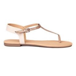 Sandały w kolorze nude/złotym Złoto. Żółte sandały damskie Trespass, bez wzorów, z materiału, bez obcasa, bez zapięcia. Za 209.99 zł.