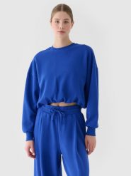 4F Bluza dresowa nierozpinana bez kaptura damska - niebieska S. Niebieskie bluzy damskie 4F, s, bez wzorów, z bawełny, bez kaptura. W wyprzedaży za 69.99 zł.