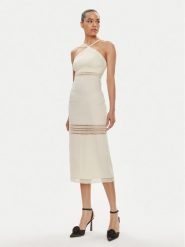 Patrizia Pepe Sukienka letnia 2A2729/A268-W362 Écru Slim Fit. Sukienki damskie Patrizia Pepe, bez wzorów, z syntetyku, bez ramiączek. Za 2,239.00 zł.