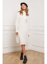 So Cachemire Sukienka dzianinowa "Eclose" w kolorze kremowym rozmiar: L. Brązowe sukienki damskie So Cachemire, bez wzorów, z dzianiny, bez ramiączek. Za 175.67 zł.