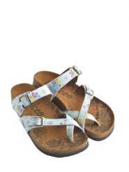 Calceo Japonki ze wzorem rozmiar: 39. Niebieskie klapki damskie Calceo, bez wzorów, z otwartym noskiem, bez obcasa, bez zapięcia. Za 117.73 zł.