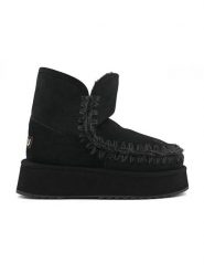 Mou Skórzane botki zimowe w kolorze czarnym rozmiar: 37. Czarne botki damskie Mou, na zimę, ze skóry, bez obcasa, na platformie, bez zapięcia. Za 717.99 zł.