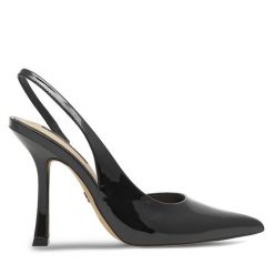 Sandały Nine West. Czarne sandały damskie Nine West, bez wzorów, bez obcasa, na szpilce, bez zapięcia. Za 199.99 zł.