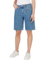 Pepe Jeans Bermudy dżinsowe w kolorze niebieskim rozmiar: W26. Niebieskie szorty damskie Pepe Jeans, z aplikacjami, z jeansu, z podwyższonym stanem. Za 153.71 zł.