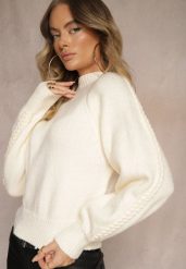 Jasnobeżowy Sweter z Wiskozą i Splotem w Stylu Warkocz z Półgolfem Sinithia. Brązowe swetry klasyczne damskie Renee, na zimę, z wiskozy, bez kołnierzyka. Za 99.99 zł.