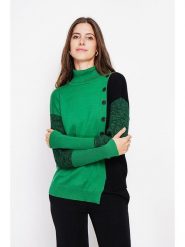 ASSUILI Sweter w kolorze zielono-czarnym rozmiar: 40. Czarne swetry klasyczne damskie Assuili, bez kołnierzyka. Za 104.99 zł.