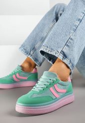 Zielone Sneakersy Typu Kultowe Tenisówki na Niskiej Platformie Olritia. Zielone obuwie sportowe damskie Renee, bez wzorów, z materiału, bez zapięcia. Za 89.99 zł.