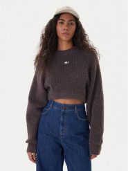 Tommy Jeans Sweter Badge DW0DW22024 Brązowy Regular Fit. Brązowe swetry klasyczne damskie Tommy Jeans, m, z jeansu, bez kołnierzyka. Za 409.99 zł.