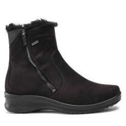 Botki Ara. Czarne botki damskie Ara, z gore-texu, bez obcasa, na płaskiej podeszwie, bez zapięcia. Za 589.99 zł.