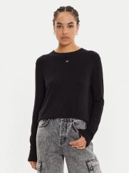 Tommy Jeans Sweter Essential DW0DW17254 Czarny Regular Fit. Czarne swetry klasyczne damskie Tommy Jeans, xxs, z bawełny, bez kołnierzyka. Za 359.99 zł.