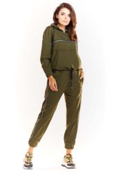 Khaki Krótka Bluza z Kapturem z Błyszczącą Tasiemką. Brązowe bluzy damskie Infinite You, l, bez wzorów, z bawełny, z kapturem. Za 194.90 zł.
