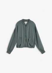 Kurtka bomberka oversize z miękkiej mieszanki wiskozy. Zielone kurtki damskie bonprix, bez wzorów, z wiskozy, bez kaptura. Za 149.99 zł.