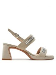 Caprice Sandały 9-28315-42 Szary. Szare sandały damskie Caprice, bez wzorów, ze skóry, bez obcasa, na słupku, bez zapięcia. Za 238.99 zł.