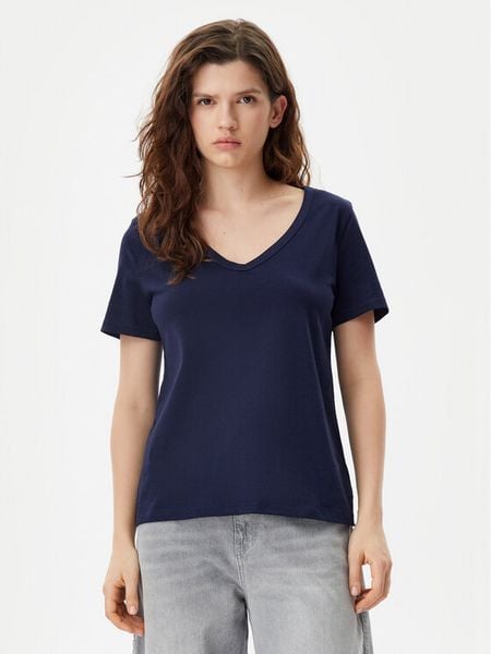 Gap T-Shirt 740140-06 Granatowy Regular Fit. Niebieskie t-shirty damskie GAP, s, bez wzorów, z bawełny, bez kołnierzyka. Za 69.99 zł.