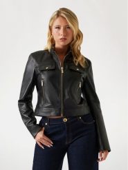 Marciano Guess Kurtka skórzana 5YGL09 7345A Czarny Regular Fit. Czarne kurtki damskie Marciano Guess, z aplikacjami, ze skóry, bez kaptura. Za 1,389.00 zł.