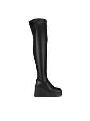 DeeZee Kozaki HY60195-2 Czarny. Czarne kozaki damskie DeeZee, z materiału, bez obcasa, na koturnie, bez zapięcia. Za 249.99 zł.