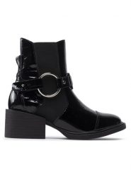 Rage Age Sztyblety RA-39-06-000401 Czarny. Czarne botki damskie Rage Age, z lakierowanej skóry, bez obcasa, na słupku, bez zapięcia. Za 599.00 zł.