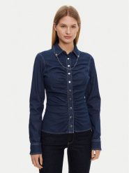 Guess Koszula W5RH69 D5HJ1 Granatowy Regular Fit. Niebieskie koszule damskie Guess, xs, z aplikacjami, z bawełny, bez kołnierzyka, bez ramiączek. Za 249.99 zł.
