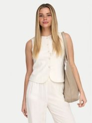 ONLY Kamizelka garniturowa Goa 15363724 Biały Regular Fit. Białe kamizelki damskie Only, bez wzorów, ze lnu, bez kaptura. Za 149.99 zł.