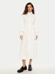KARL LAGERFELD Sukienka koszulowa A1W13018 Biały Regular Fit. Białe sukienki damskie KARL LAGERFELD, bez wzorów, z bawełny, bez ramiączek. Za 759.99 zł.