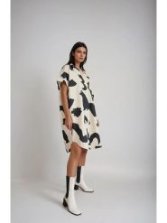 Monki Sukienka w kolorze kremowo-czarnym rozmiar: L. Brązowe sukienki damskie Monki, bez wzorów, z bawełny, bez ramiączek. Za 43.99 zł.
