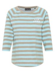 ELBSAND Koszulka "Celin" w kolorze szarobrązowo-błękitnym rozmiar: L. Brązowe bluzki damskie ELBSAND, l, bez wzorów, bez kołnierzyka, bez ramiączek. Za 113.10 zł.