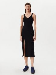 Lacoste Sukienka dzianinowa EF9270 Czarny Slim Fit. Czarne sukienki damskie Lacoste, bez wzorów, z dzianiny, bez ramiączek. Za 569.99 zł.