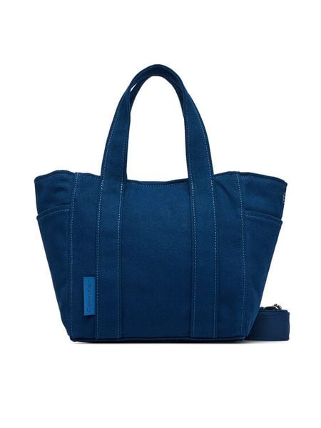 Calvin Klein Torebka Webbing Strap Canvas Small Tote LV04F3384G Niebieski. Niebieskie torebki klasyczne damskie Calvin Klein, bez dodatków. Za 489.99 zł.