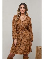 Plus Size Company Sukienka "Liliana" w kolorze karmelowym rozmiar: 40. Brązowe sukienki damskie Plus Size Company, bez wzorów, klasyczne, bez ramiączek. Za 109.52 zł.