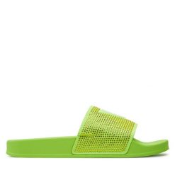 Klapki Guess. Zielone klapki damskie Guess, z aplikacjami, bez obcasa, bez zapięcia. Za 239.99 zł.